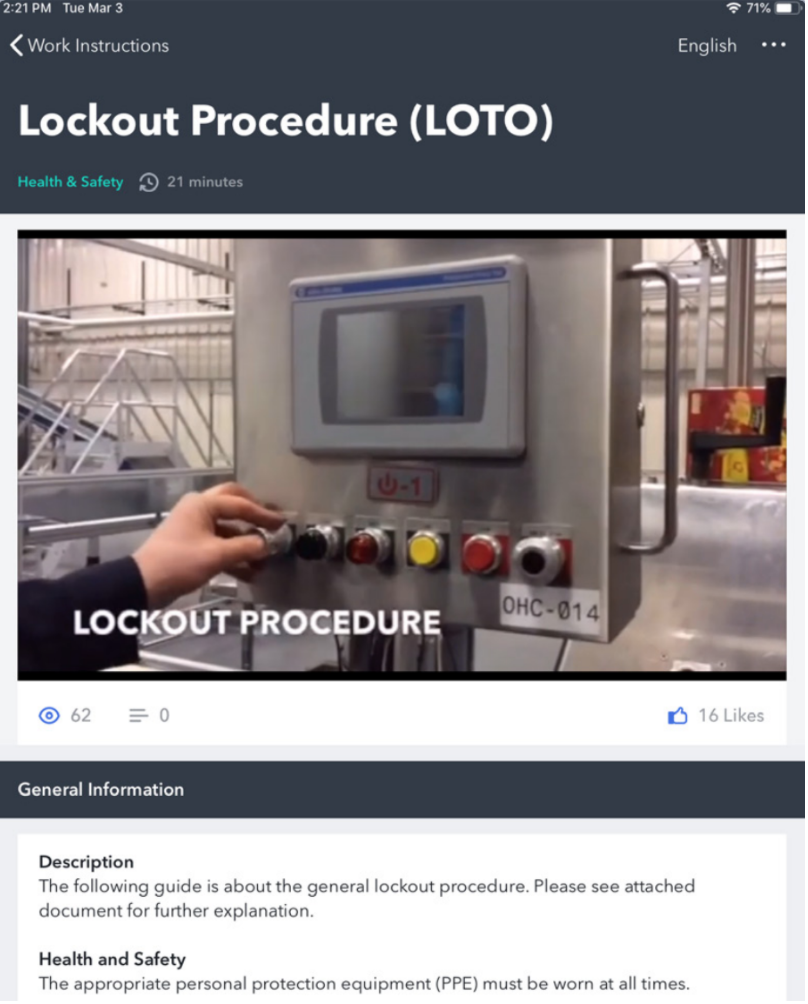 Lockout procedure