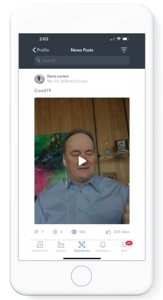 Digitally connecting workers and management with a news feed.