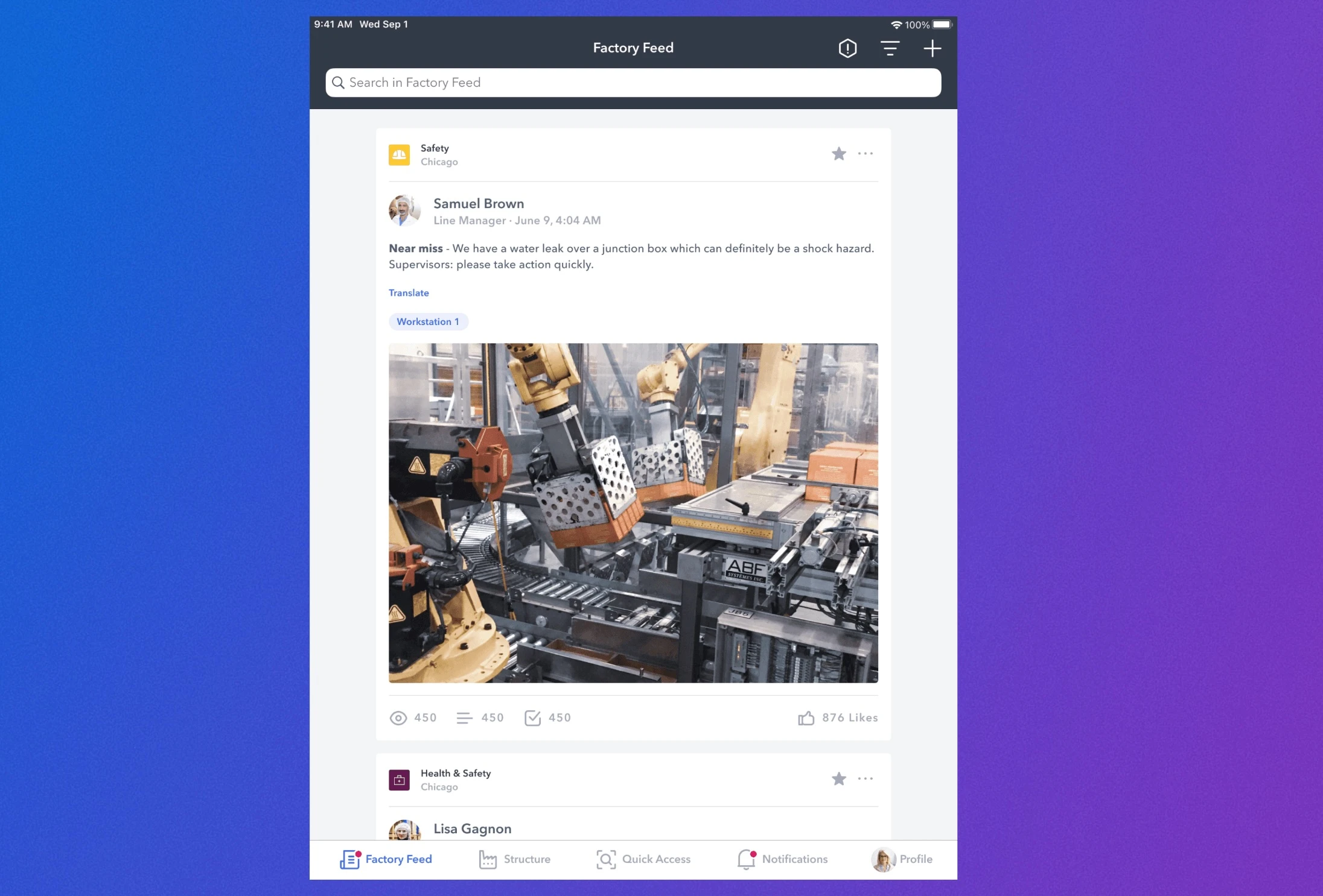 Screenshot of Poka Factory Feed